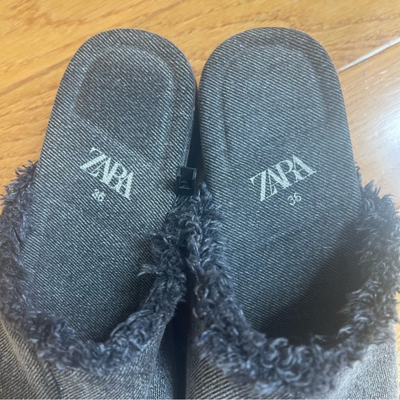 ZARA Denim Black Clogs with studs Jean Mules Slides Shoes Sz 36 EU, US 6 - Picture 10 of 15